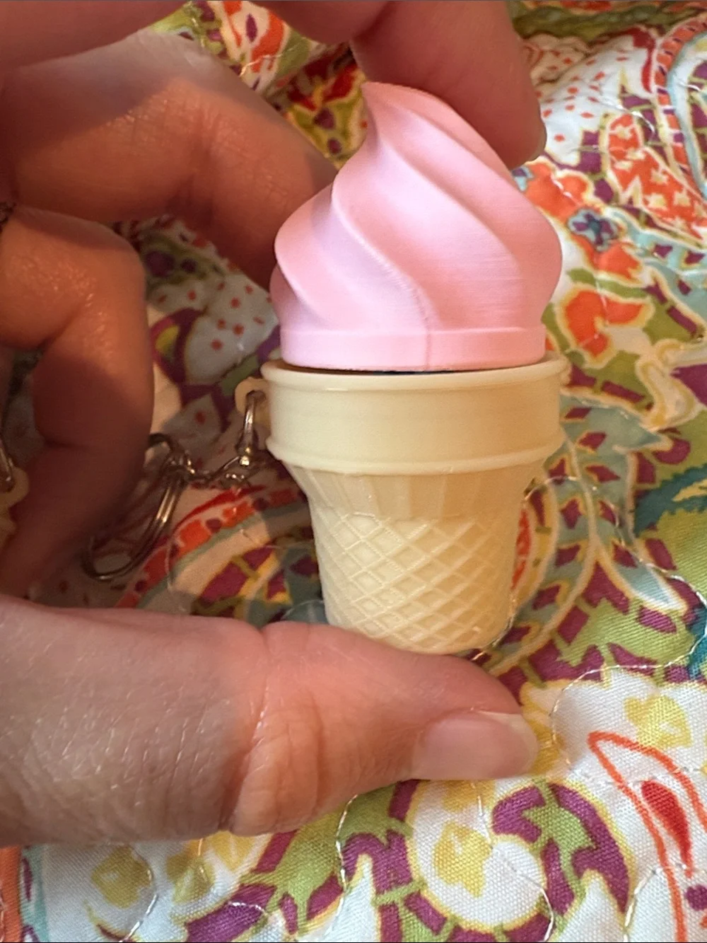 Ice Cream Cone Fidget Clicker Keychain